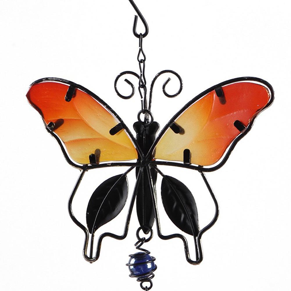 Metal Handmade Butterfly Wind Chime Glass Painted Ornaments Bell Wind Chime Tube Pendant Garden Home Decoration