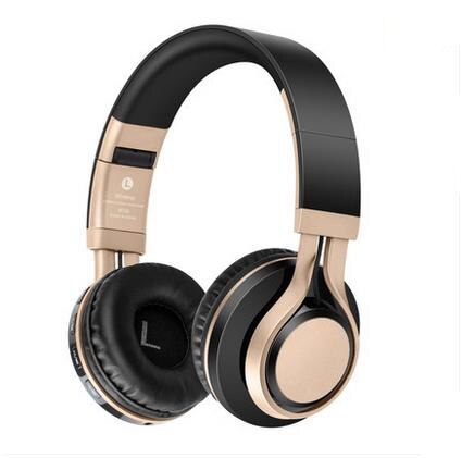 Casque sans fil or casque Bluetooth pliable casque stéréo écouteurs de jeu Support TF carte avec micro pour téléphone PC Mp3: black gold