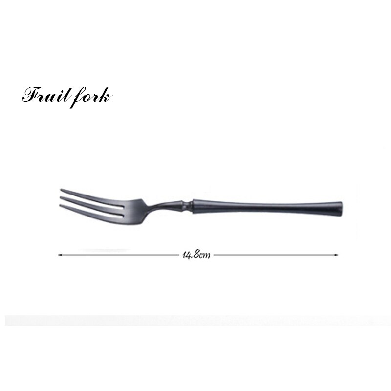 304 Stainless Steel Black Cutlery Set Western Dinner Knife Fork Spoon Set Dessert Fruit Fork Coffee Spoon Dinnerware: FRUIt fork