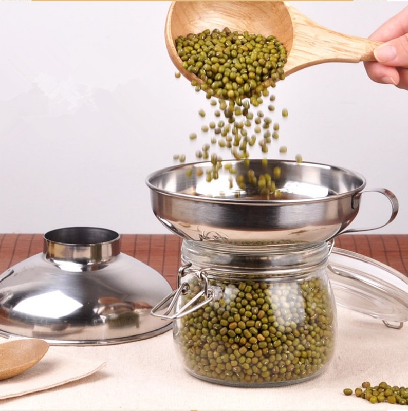 Stainless Steel Wide Mouth Funnel Canning Hopper Filter Food Pickles Jam Funnel Kitchen Gadgets Cooking Tools