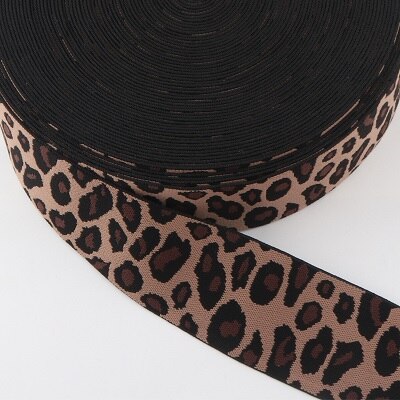 Elastiske bånd 2.5cm gummi elastiske 25mm leopard talje bånd elastik couture diy tøj undertøj bukser sy tilbehør: Mørk kaffe