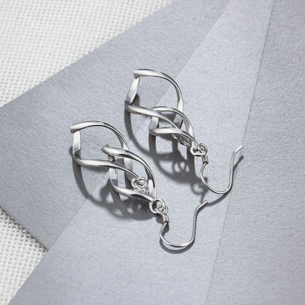925 Sterling Zilveren Twisted Tassel Oorbellen Voor Vrouwen Dubbele Lagen Dangle Oorbellen Trendy Fine Jewelry (Lam Hub fong)