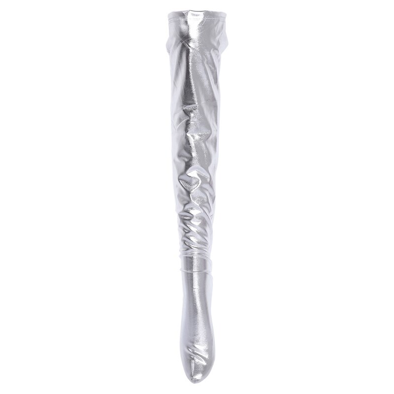 Calzini sopra il ginocchio da donna Pantaloni in ecopelle Collant lungo casual sopra il ginocchio Nero, Rosso, Argento, Oro Caldo! Calzini alti alla coscia: Argento