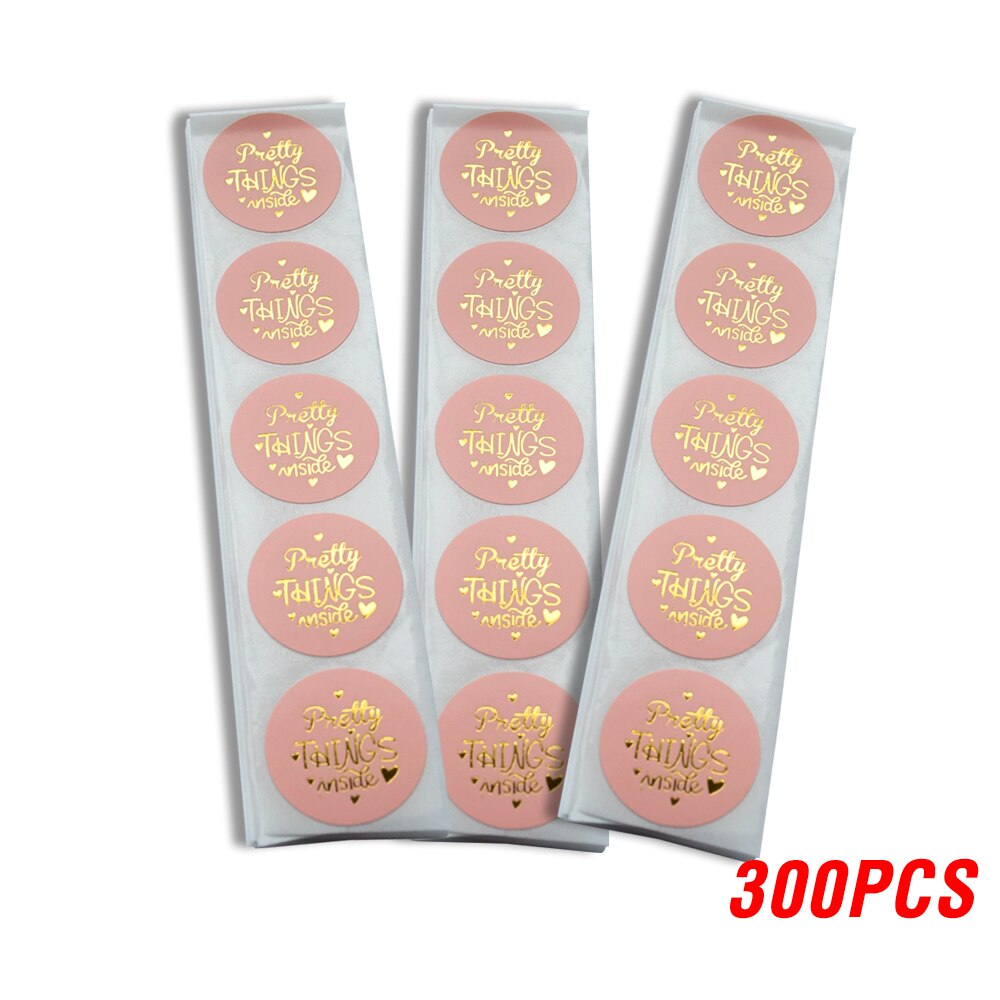 100-500pcs Round "Pretty Things Inside" Stickers Seal Labels Baby Shower Decor Baking Package Envelope Stationery Sticker: QY640-300pcs