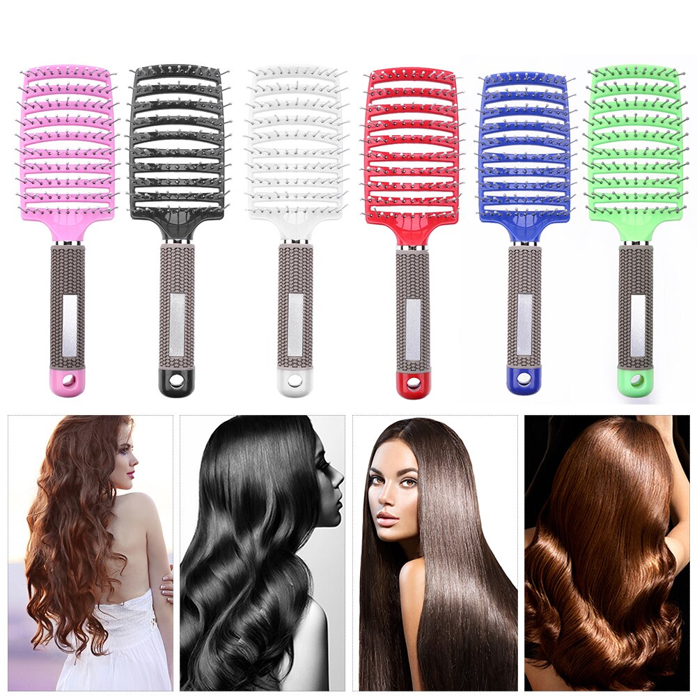 Pelo cepillo de pelo peine para masaje del cuero cabelludo de cerdas de Nylon mojado rizado desenredar el cabello de las mujeres cepillo para el pelo para cabello salón de peluquería herramienta de peluquería