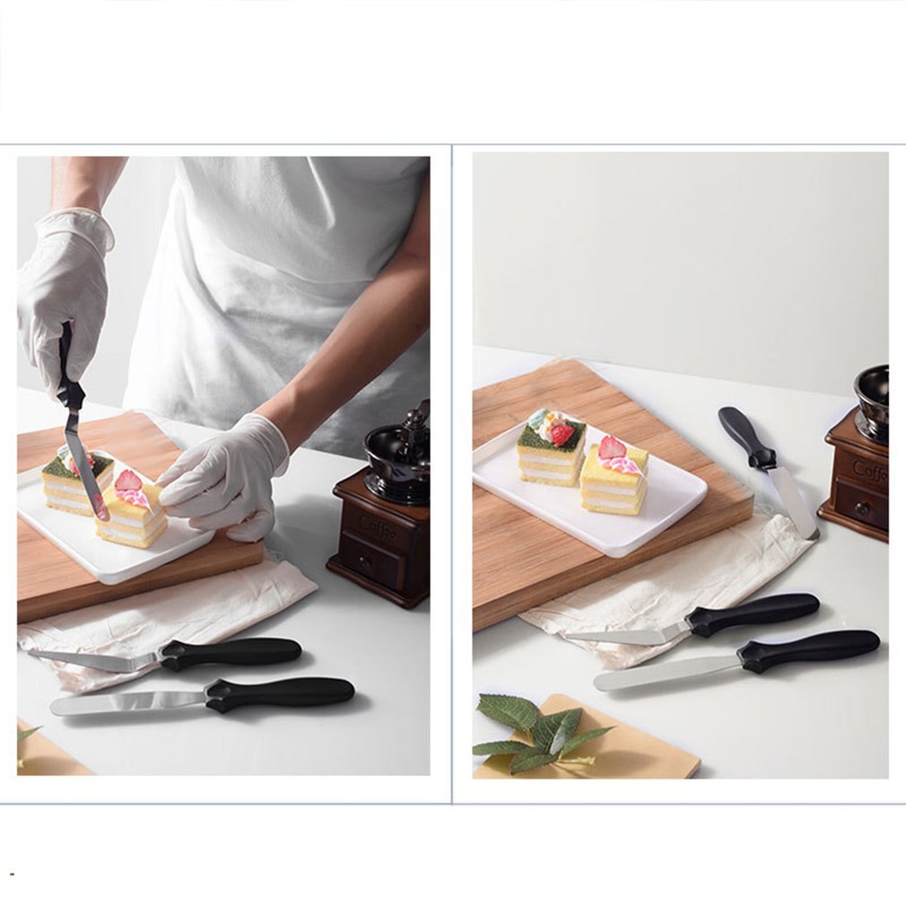3 Stuks Blade Schuine Espatula Spatel Cake Icing Spatel Smooth Vullen Tool Cutter Set Bruiloft Valentijn Bakken Gebak Tool