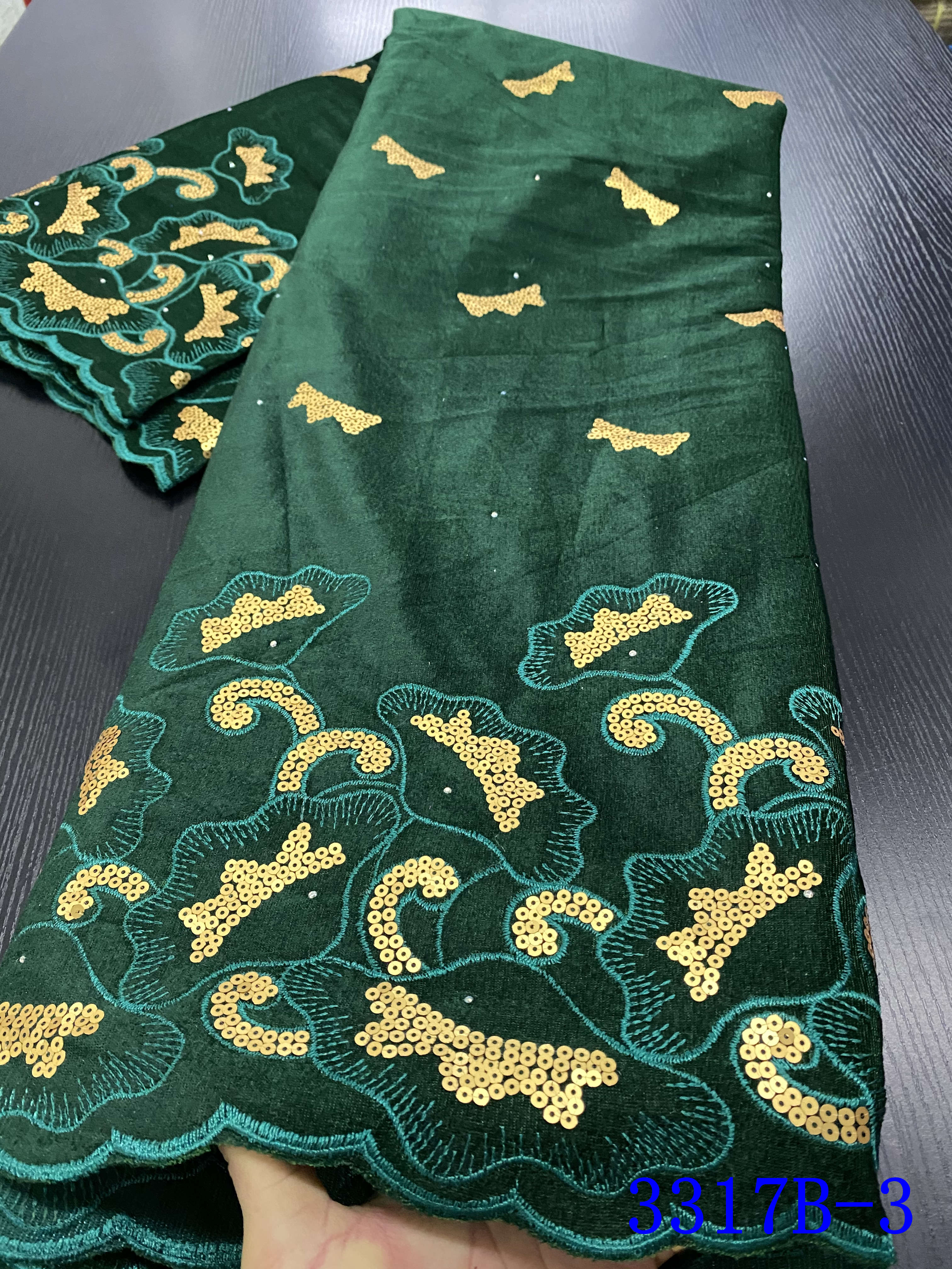 African Velvet Lace Fabric Lace Nigerian Lace Fabrics For Wedding Sequins Lace Fabric YA3317B-6