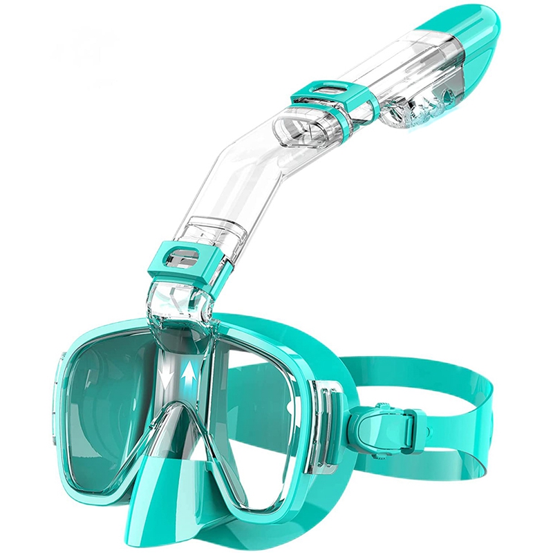 Snorkel Mask Foldable Diving Mask Set With Dry Top System And Camera Mount, Anti-Fog Snorkeling Gear: Clear