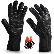 1 Pcs BBQ Handschoenen Extreme Hittebestendige Voering Katoen Oven voor Koken vlamvertragende Anti-gebroeid BBQ Werk handschoenen K1817 J
