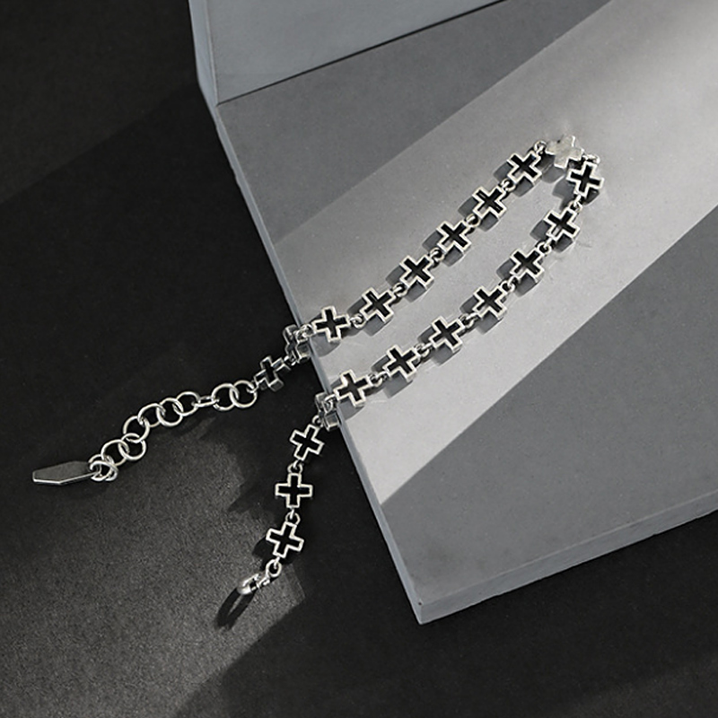 F.i.n.s Oude 100% S925 Sterling Zilveren Enkelbandje Ins Retro Hollow Out Cross Enkelband Foot Armband Fijne Sieraden Accessoire