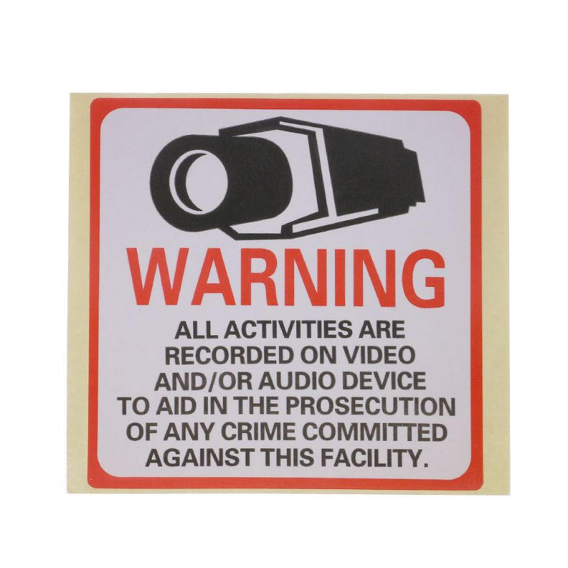 8PCS Warning Stickers SECURITY CAMERA IN USE Self-adhensive Safety Label Signs Decal G2AC