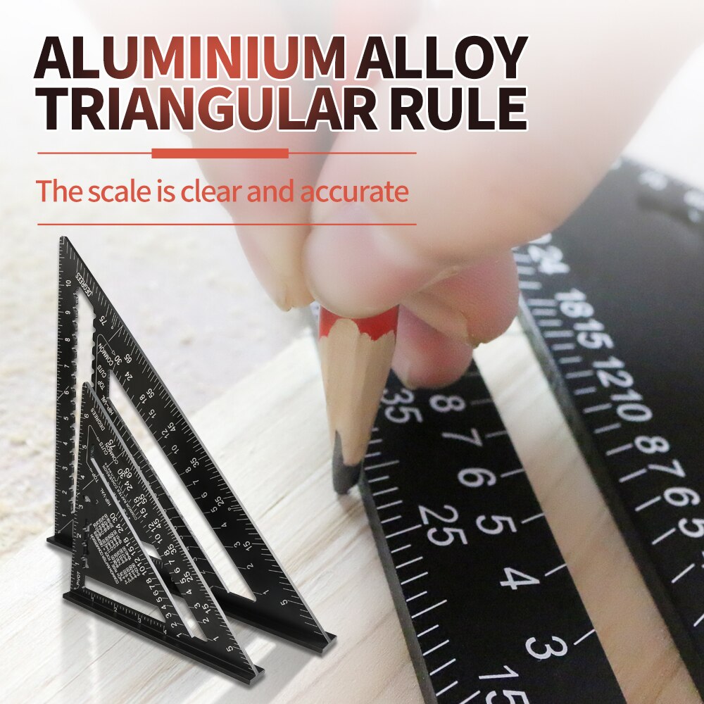 7/12inch Triangle Angle Protractor Aluminum Alloy Speed Square Measuring Ruler Carpenter Measuring Tools