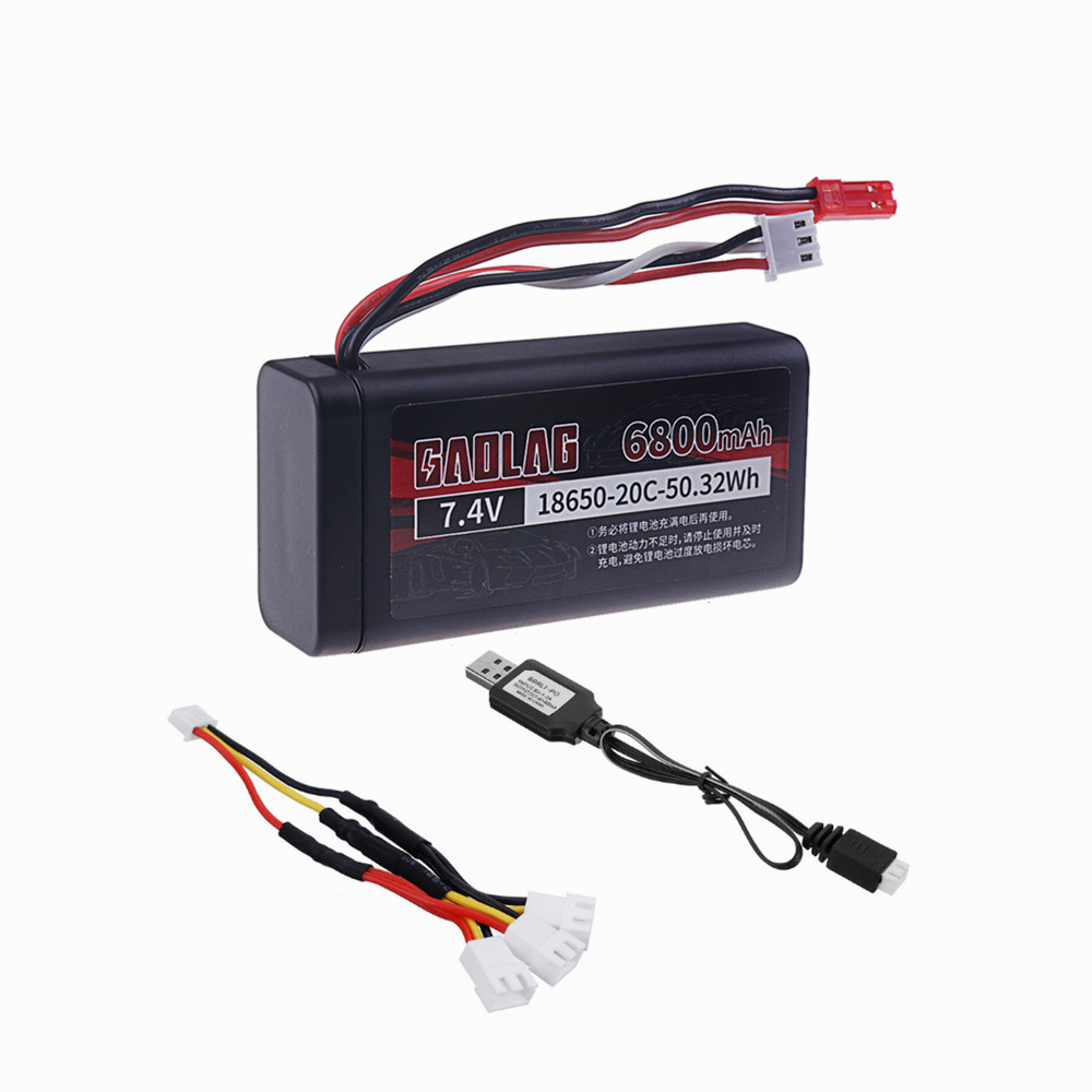7.4V 6800mAh Li-ion Battery - 2S JST Plug - for UDIRC SG1603 SG1604 RC Cars: Blue