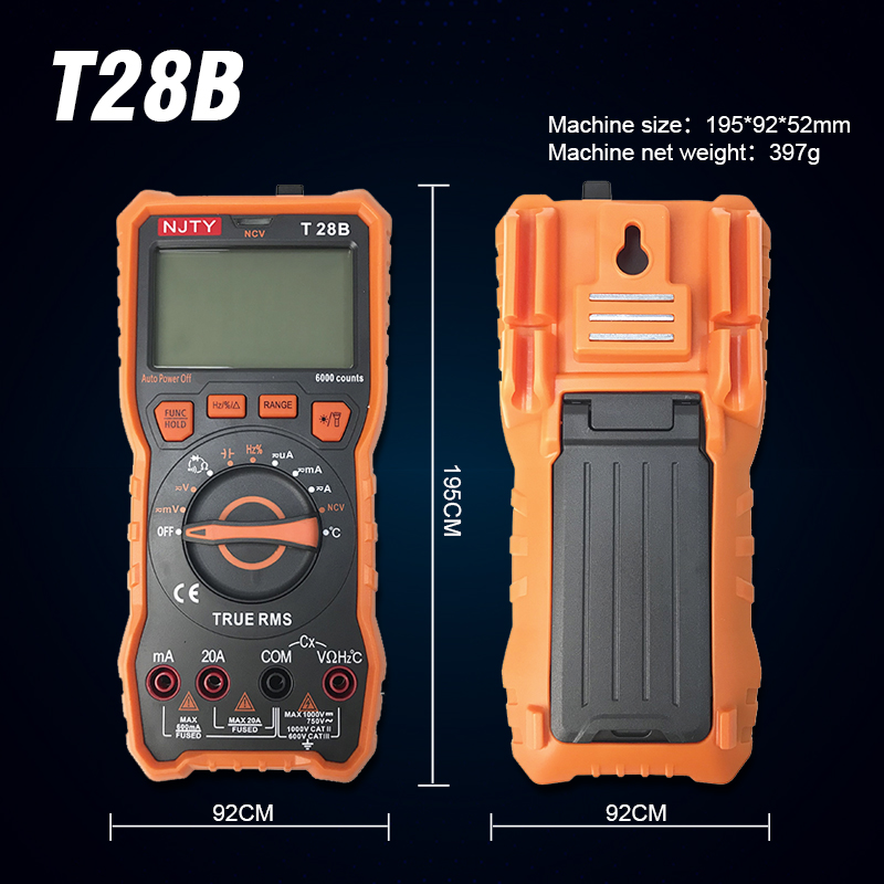 Multimètre numérique T28B/S18D, 6000 points, testeur électrique, détecteur de tension AC/DC, capacité de résistance, gamme automatique