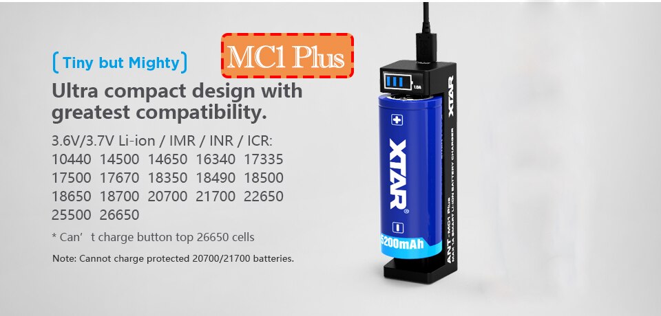 XTAR VC2 VC2 plus VC4 VC2S Colorful VA LCD battery charger for 10440/16340/14500/14650/18350/18500/18650/18700/21700/20700/17500: MC1 Plus