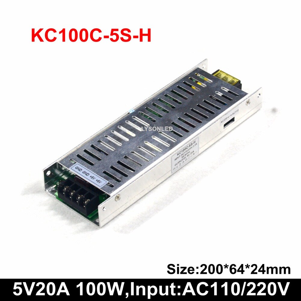 5v 20a 100w led rullande display strömförsörjningsstöd 100-265 vac slim psu  (35w 50w 75w tillgängliga)