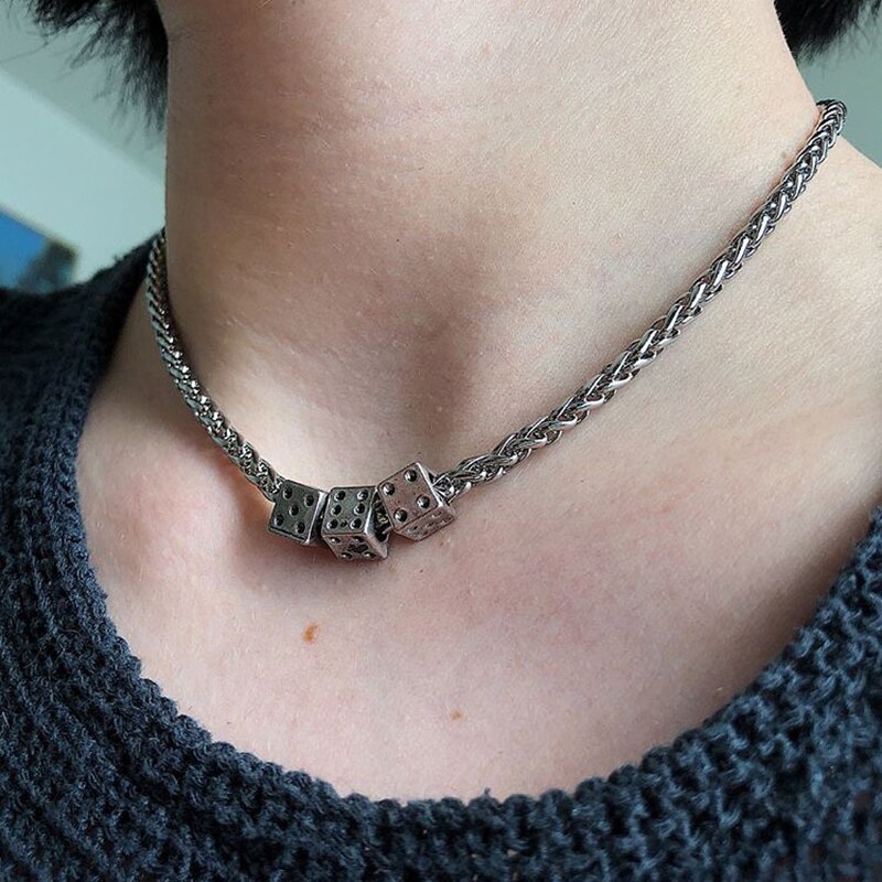 Ins vintage sjov terning vedhæng halskæde harajuku nøglering choker pin halskæde til kvinder piger smykker