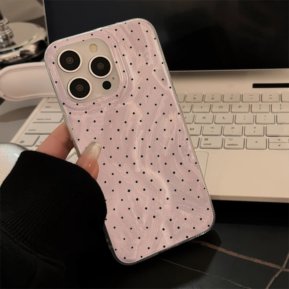 Funda de teléfono para IPhone 16 Pro Max 14 13 12 11 15 Pro Max 7 8 Plus SE X XS Max XR funda de silicona a prueba de golpes con lunares de