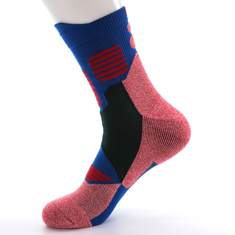 Professionele Mannen Sport Running Sokken Zweet Dikke Handdoek Bodem Wandelen Basketbal Outdoor Gym Fitness Sport Compressie Sokken: Dark Blue