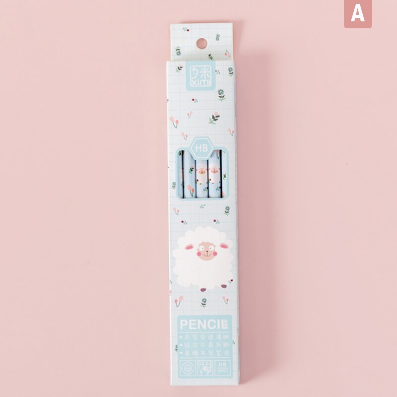 10 Pcs/set Cartoon HB Standard Sketch Pencil Set Wooden Pencil Lot Cartoon Art Supplies Stationery For Student Kids School: A