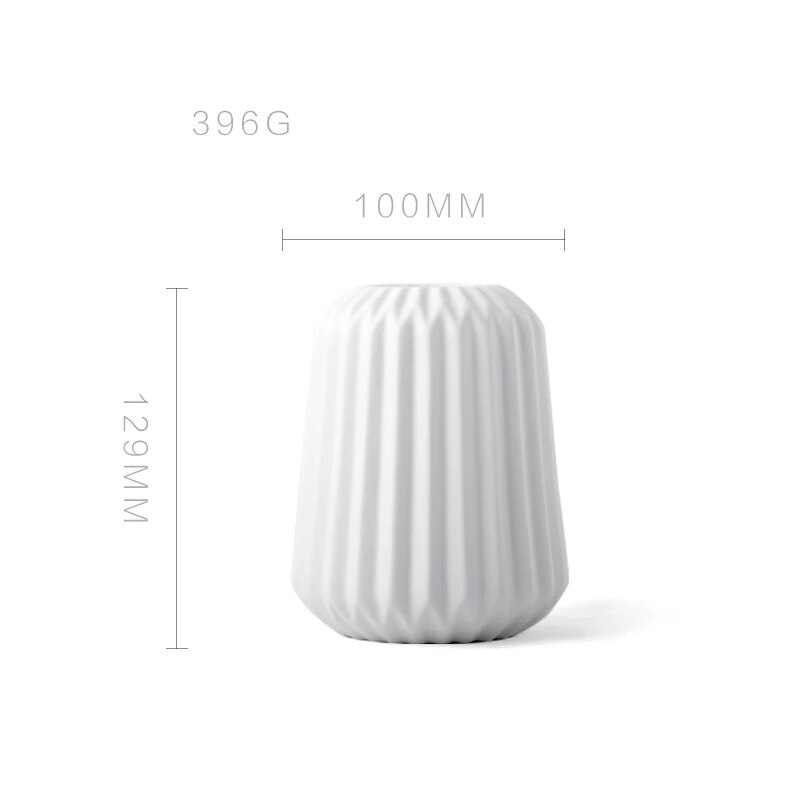 Modern European Style Origami Vases Ceramic Simple Tabletop Vase Home Living Room Decoration Flower Container: White L