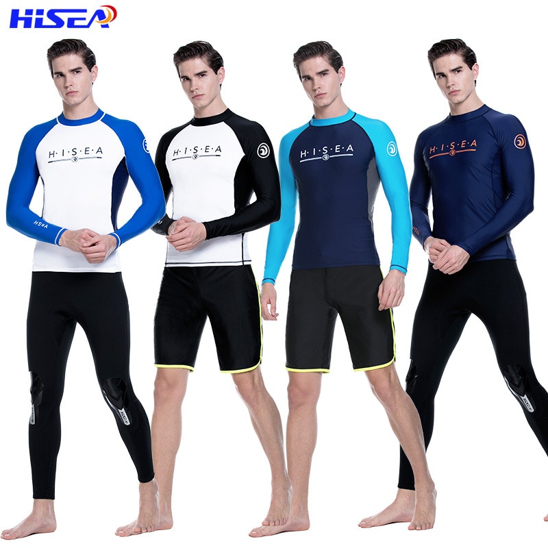 Hisea-traje de buceo de Lycra para hombre, chaqueta de manga larga de 0,5 MM, traje de buceo sin cremallera, kayak, protección UV, S-XXL