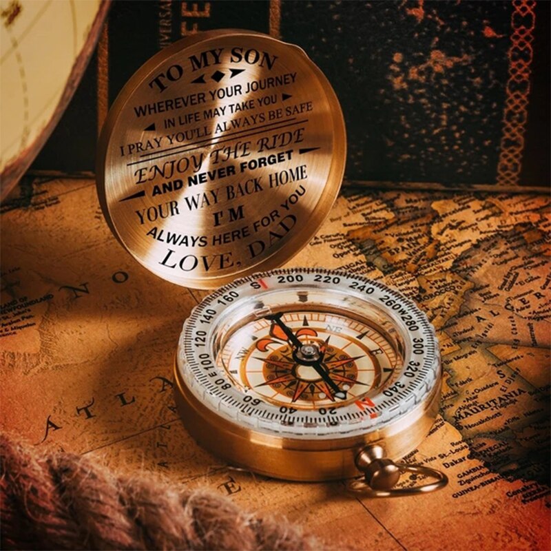 Engraved Compass Dad To Son Enjoy The Ride Comapss Brass Luminous Compass Groomsmen Anniversary Valentines Family