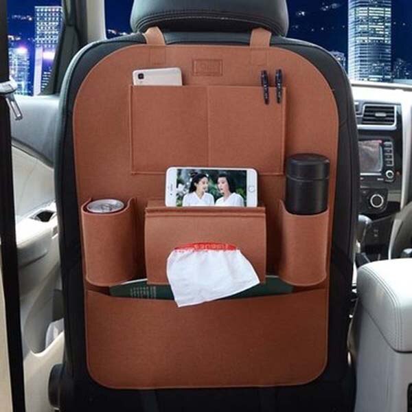 Car Rear Seat Storage Box Multi-pocket Storage Bag for Porsche 911 918/Cayenne/Macan/Macan S/Panamera/Cayman/Carrera/Boxster: Brown