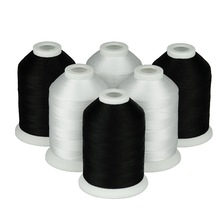 Simthread Polyester Embroidery Machine Thread Black And White Colors 1000 Meters Per Spool