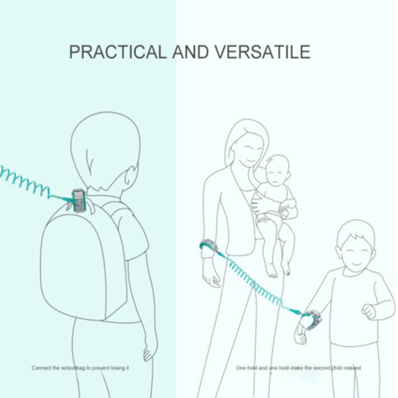 Corda di trazione anti-smarrimento per bambini per proteggere il tipo di chiave del braccialetto da polso per bambini con giunto girevole a 360 gradi