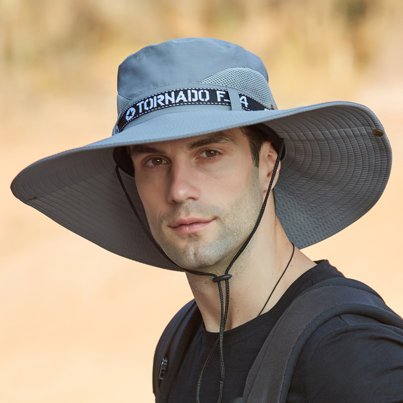 Summer Handsome Outdoor Climbing Fishing Tourism Dual Purpose Men Large Brim Sun Fisherman Hat Bucket Hat Sun Protection Cap