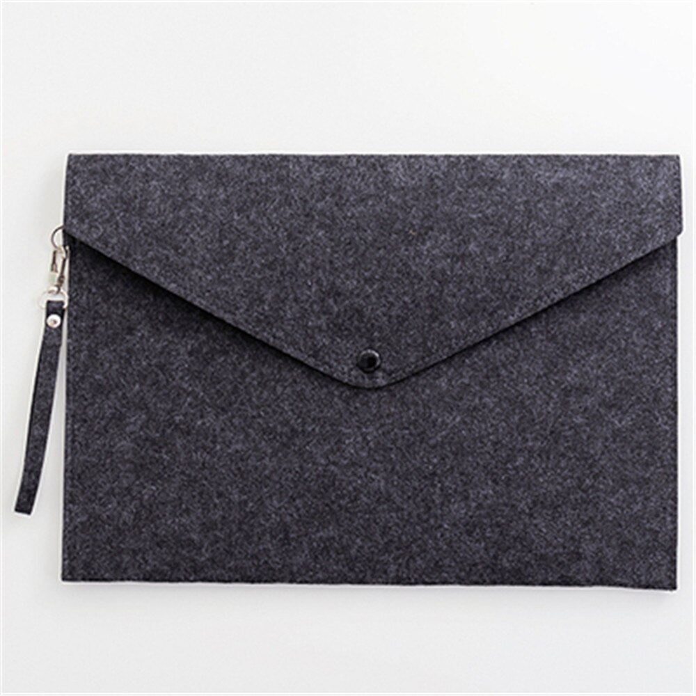 Solid Color Felt File Bag Large Capacity Business Document Briefcase for Women Men Filing ProductsStorage Tablet Organizer: dark grey