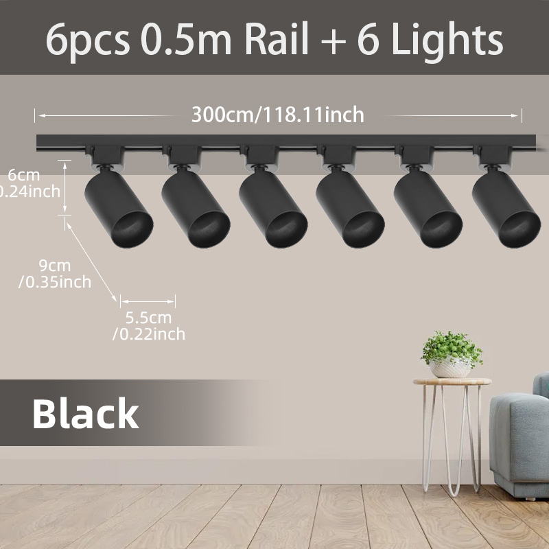 Juego completo de luces Led para riel de techo, foco de fuente de luz GU10 reemplazable para sala de estar y dormitorio, lámpara Led para riel