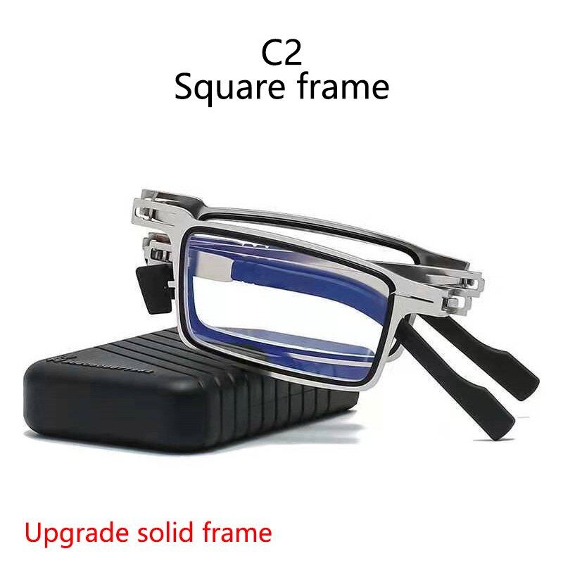 Vouwen Leesbril Metalen Ronde Mannen Blauw Licht Computer Grade Bril Smalle Brillen Frame Voor Mannen Gafas + 1,1.5,2,3,4: +150 / C2