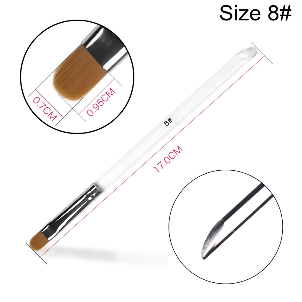 Kads nail art pensel uv gel pensel nail art tips forlængelse pen maleri tegning til gradient manicure pencel værktøj: Størrelse 8