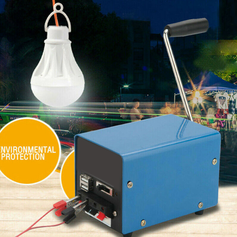 Cargador de dinamo portátil de alta potencia, generador USB de manivela manual de emergencia