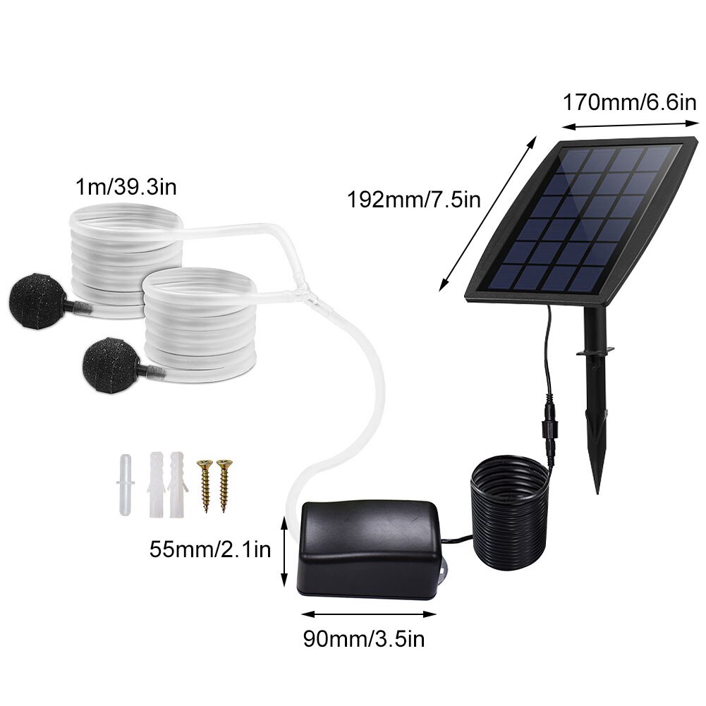 Solar Air Pump Kit Inserting Ground Water Air Pump Oxygenator Solar Aerator With Oxygen Hoses Air Stone For Pond Fish Garden