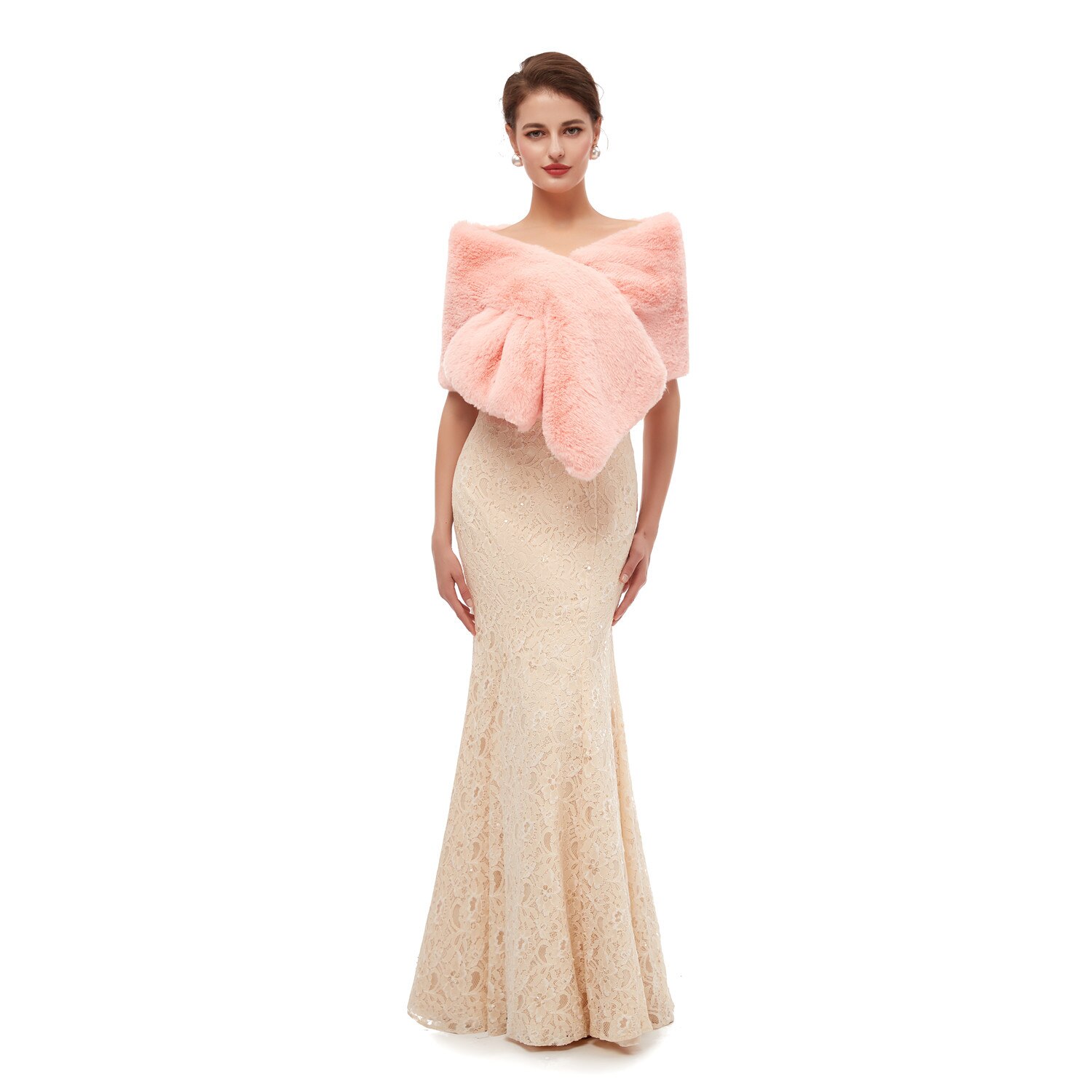 Bont Sjaal Bruiloft Wrap Vrouwen Winter 3/4 Lengte Mouwen Bridal Wraps Warm Bont Boleros Bridal Jacket Avond jas: 141