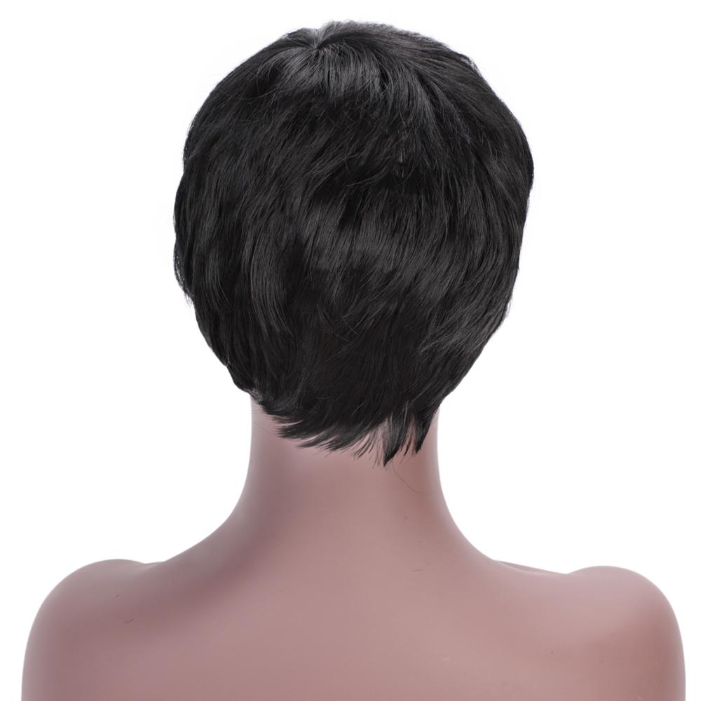 AISIBEAUTY krótka fryzura wróżka peruki z prostymi włosami dla czarnych kobiet bezklejowa maszyna wykonana peruka 4 kolory dostępne dla afroamerykanów: naturalny czarny