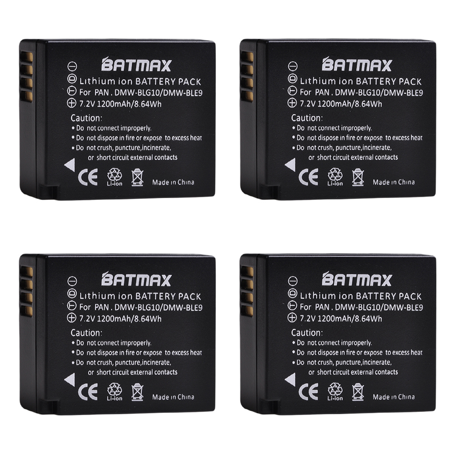 2 batteries DMW-BLG10 DMW BLG10 BLG10e BLE9 + LED avec double chargeur USB intégré pour Panasonic LUMIX GF5 GF6 GX7 LX100 GX80 GX85: 4Pcs