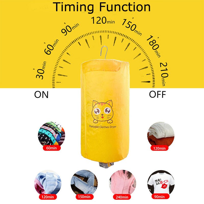 Sähköinen vaatteiden kuivausrumpu kotitalouskäyttöön tarkoitettu vaatteiden kuivauskone nopeasti kuivuva ruostumattomasta teräksestä valmistettu teline 500w 1-4 tunnin ajastus