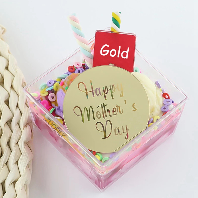 Décoration de Cupcake en acrylique pour fête des mères, 10 pièces en or, cercle rond, décoration de gâteau à Dessert, pour de fête des mères