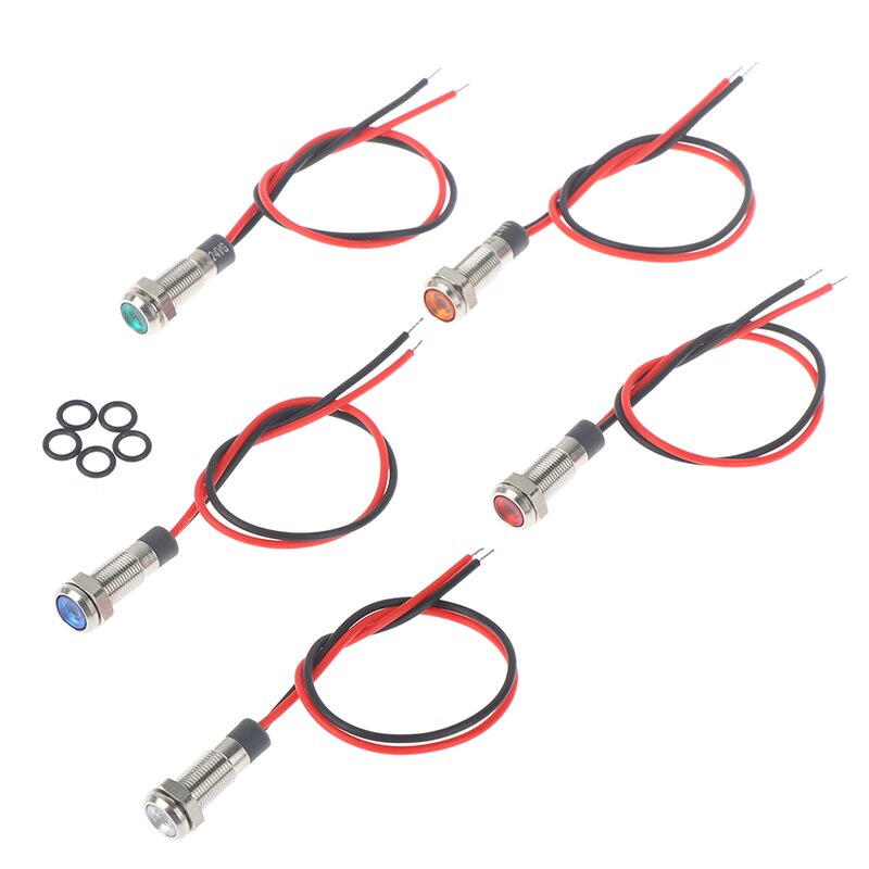 IP67 Waterproof LED Metal Warning Indicator Light 6mm Signal Lamp 3v-6v/12-24V /220v