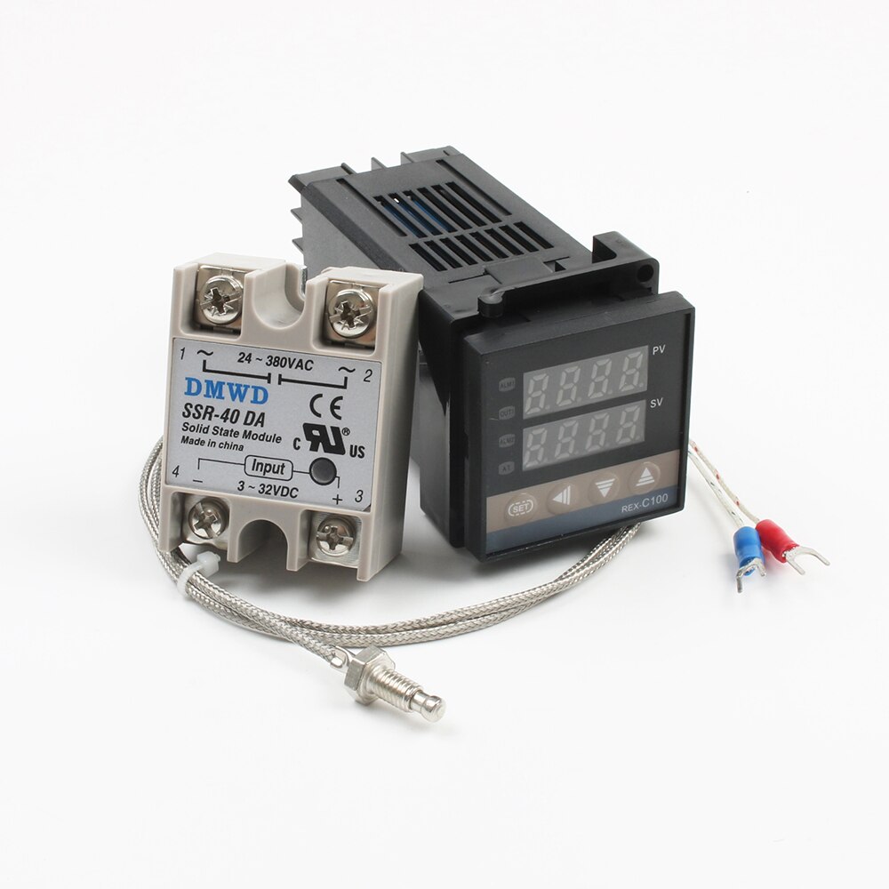 REX-C100 digital pid controlador de temperatura termostato ssr saída + max.40a ssr relé + k sonda termopar