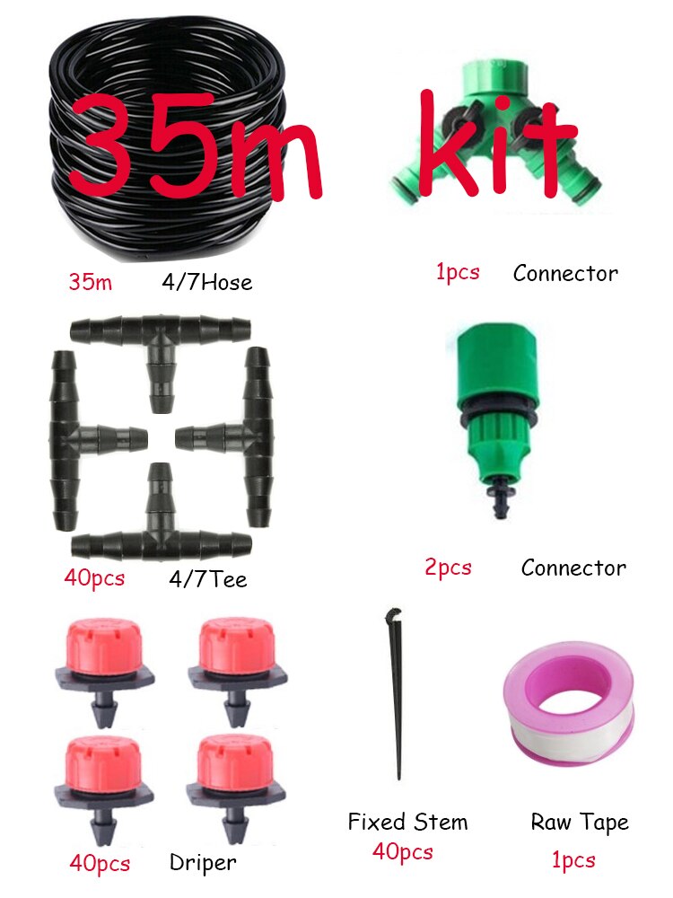 Diy Automatische Irrigatie Systeem, Tuin Watering Slang, Micro Drip Irrigatie Kit Met Verstelbare Druppelaar, Spray Koelsysteem: 35m