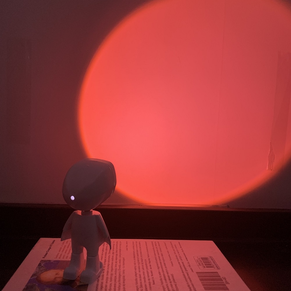 Wall Decor USB LED Robot Projector Atmosphere Light TouchControl Adjustable Sunset Rainbow Sun Background Projection sunset lamp: E