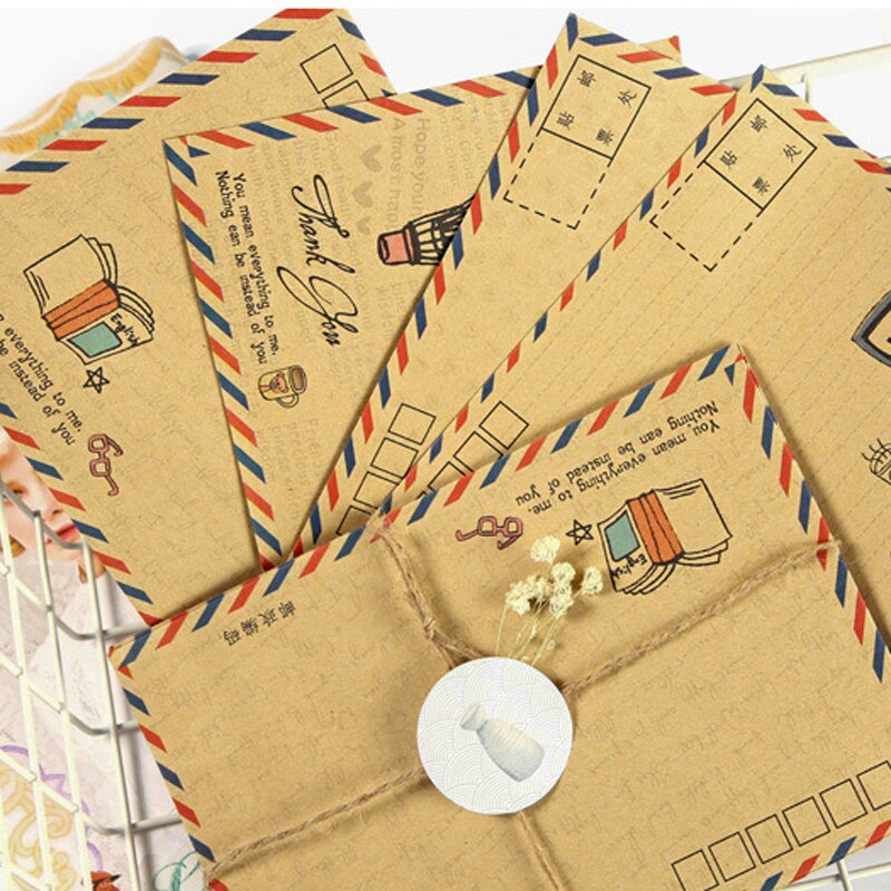16 unids/lote creativa Retro correo aéreo sobres grandes de papel Kraft papelería postal sobres de cartas escuela suministros de oficina