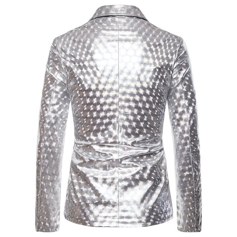 Heren Smoking Zilver Blazers Shiny Luxe Blazer Mannen Stijlvolle Glitter Slim Fit Heren Pak Jas Party Stage Prom Mannelijke Kostuum homme