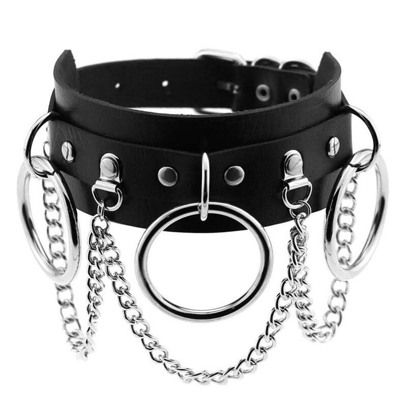 Goth Dark Ketting Pu Leer Met Ketting Cool Chic Accessoires Trendy Harajuku Mode Goth Choker Vrouwen Punk Rock Kettingen: Default Title