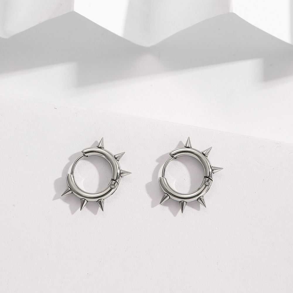 BenS-pendientes de acero inoxidable para mujer, aretes de aro pequeños con corazón espinoso, huggies redondos, joyería de al por mayor E67